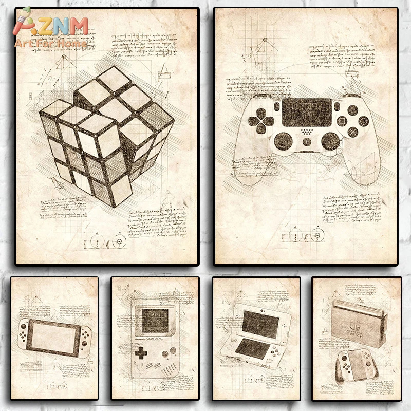 Gaming Console Cube - AZNM Impressions sur toile murales vintage